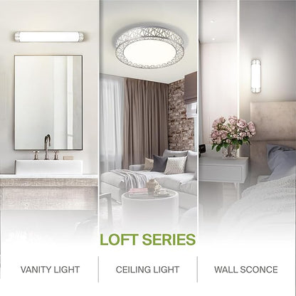 ASD 18 Inch LED Flush Mount Ceiling Light Fixture for Bedroom, 35W 1992LM 5CCT 2700K-5000K, Triac Dimmable Lights, Dining, Living Room, Kitchen Lamps, Modern Home Lighting Fixtures, Nickel, ETL