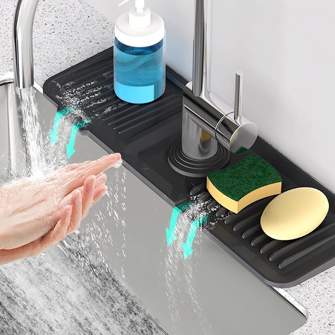 17.7inch Faucet Mat for Kitchen Sink Kitchen Sink Splash Guard Silicone Kitchen