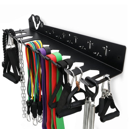 DEAYOU Home Gym Storage Rack Wall Mount, 9 Hook Gym Accessories Organization, Multi-Purpose Gym Equipment Hanger for Barbells, Resistance Bands, Jump Ropes, Lifting Belt, Row Handles, 16.5"