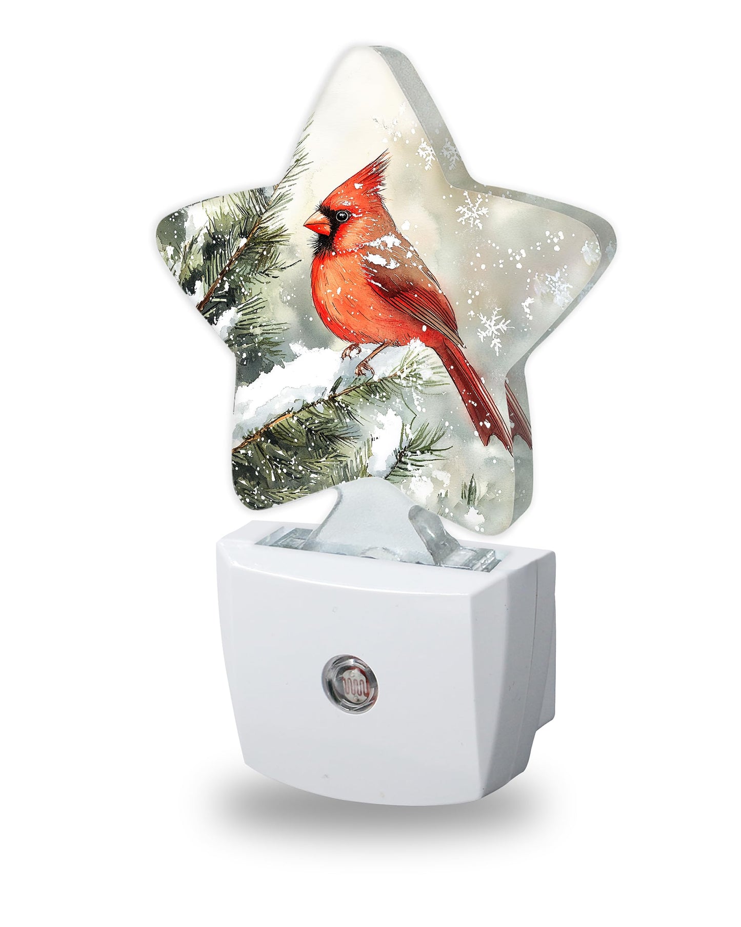 Cardinal Bird Decorative Nightlight Plug in Wall,Christmas Star Shaped Night Light with Built in Sensor for Home Decor,Kitchen Hallway Stairs Desk Lamp
