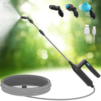 SideKing Battery Powered Sprayer Wand, 23.6inch Electric Sprayer Telescopic Watering Wand with 16.4FT Hose, Rechargeable and Portable Spray Wand for Gardening (3 Nozzles)
