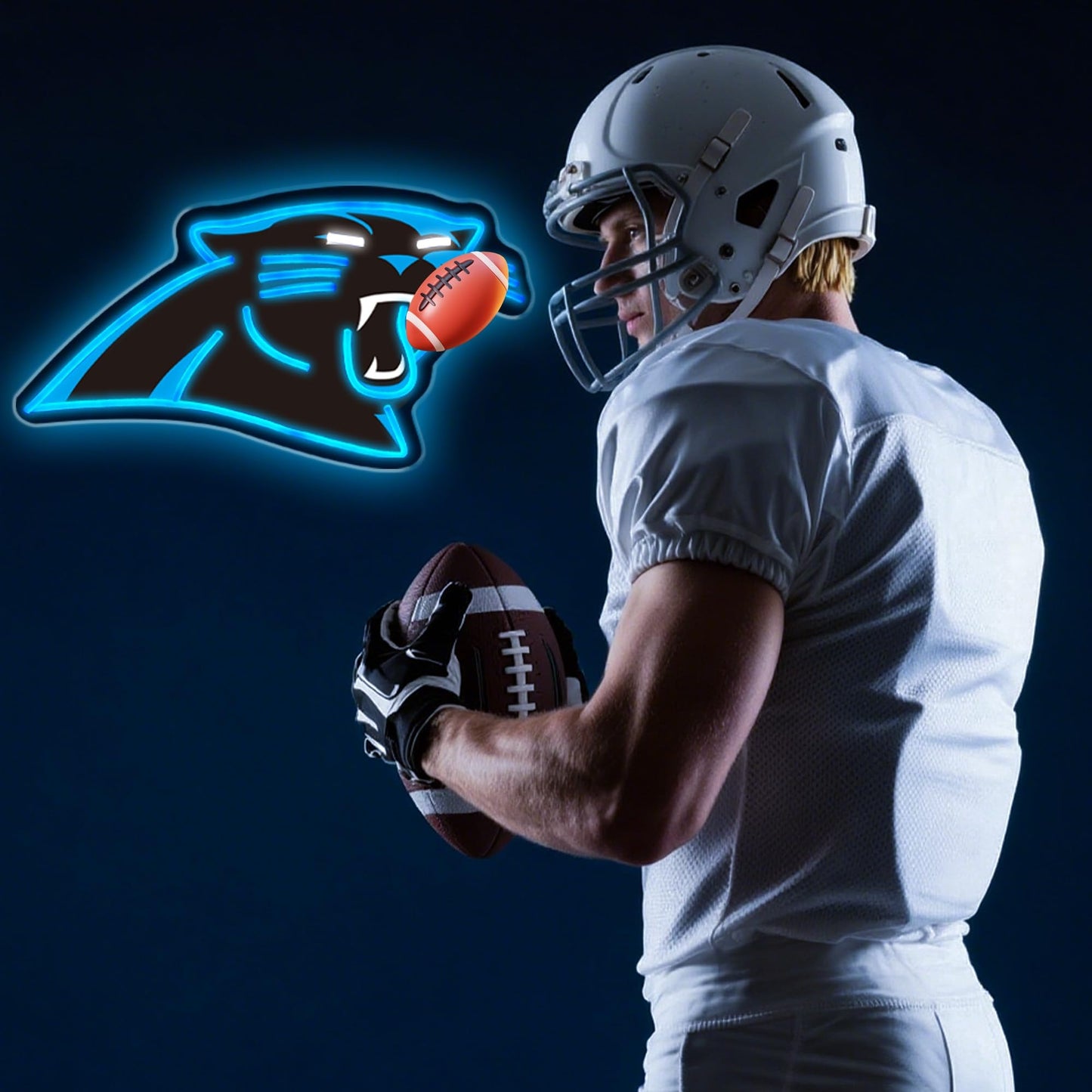 Football Team Neon Sign, Cool Dimmable Light Up Football Team Logo Hanging USB Powered for Wall Decor Art, Man Cave, Bedroom, Game Room Deco, Birthday Christmas Merch Gift for Boys Fans (Penther)