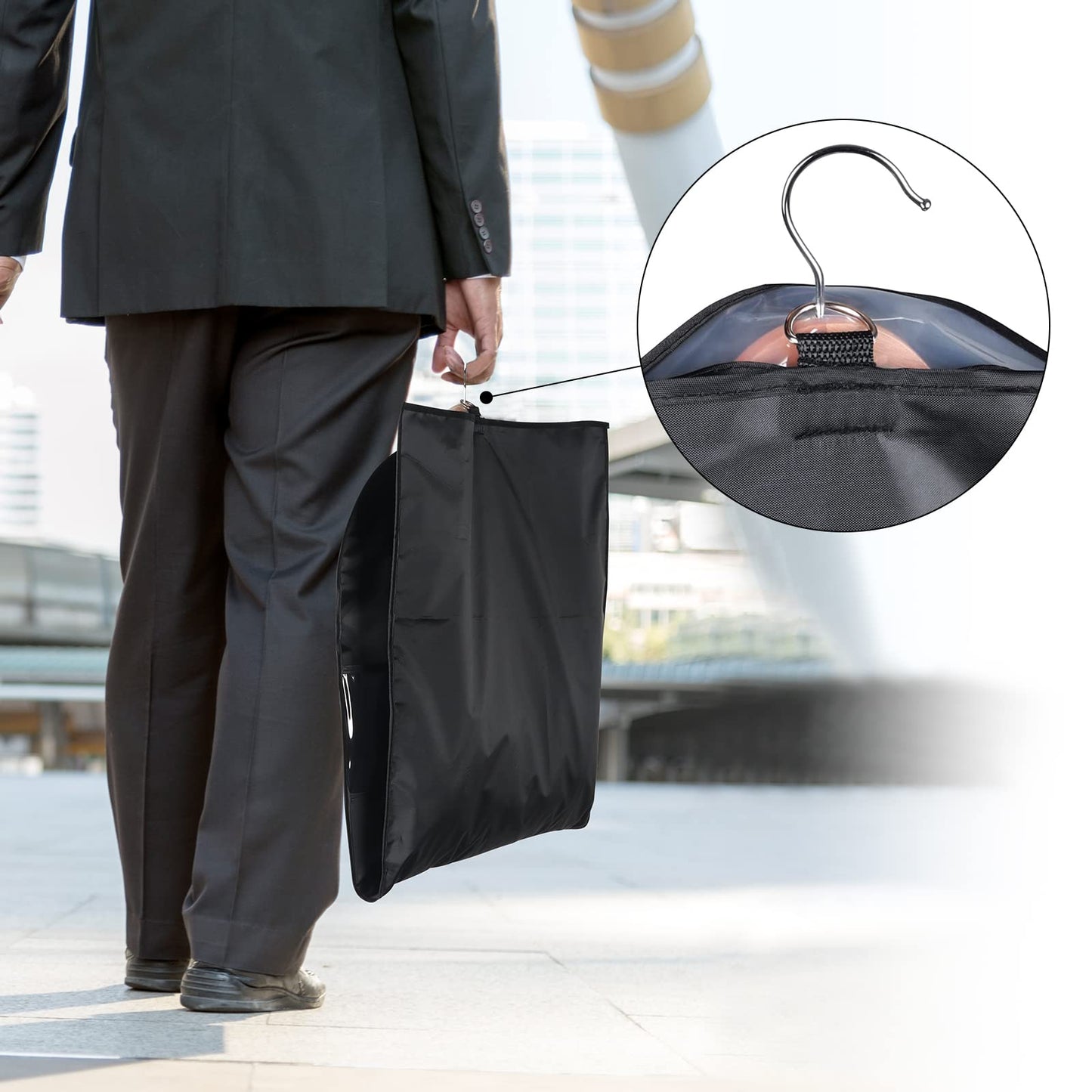 Univivi Garment Bag Suit Bag for Storage and Travel 43 inch, Washable Suit Cover for T-Shirt, Jacket, Suits, Coats, Set of 5, Oxford Fabrics
