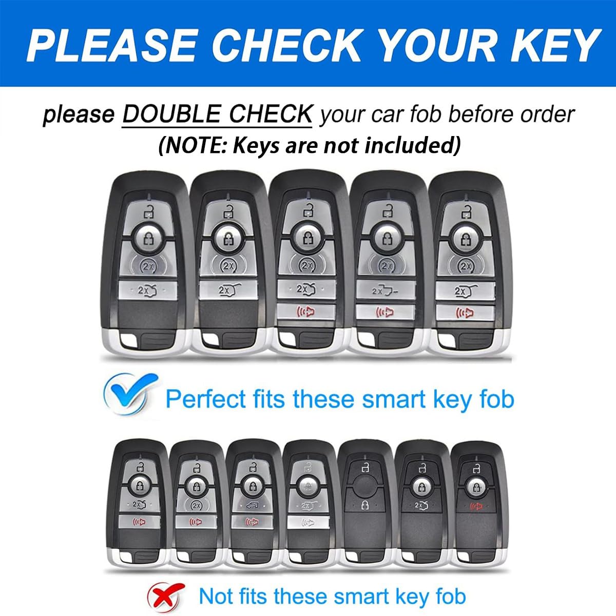 WiiLemz Key Fob Cover for Ford with Keychain, Upper Leather + Soft TPU Key Cover Case for Explorer Fusion Escape Edge Expedition F150 F250 F350 F450 F550 Maverick Mustang (5-Buttons, Black)