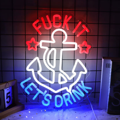JFLLamp Crs LIGHT Neon Signs for Wall Decor Neon Lights for Bedroom Led Signs Suitable for Man Cave Bar Pub Restaurant Christmas Birthday Party Gift Led Art Wall Decorative Crs Light Bar Sign, 5V Usb Power, 17*11 Inch(Azure+red+white）