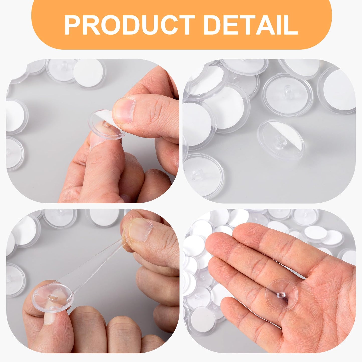 Mxxipp 100 Pack Self-Adhesive Ceiling Hooks for Hanging, Sticky Transparent Discs with Metal Hooks, No-Drill Wall Hanger for Christams Wedding Birthday Party Decorations