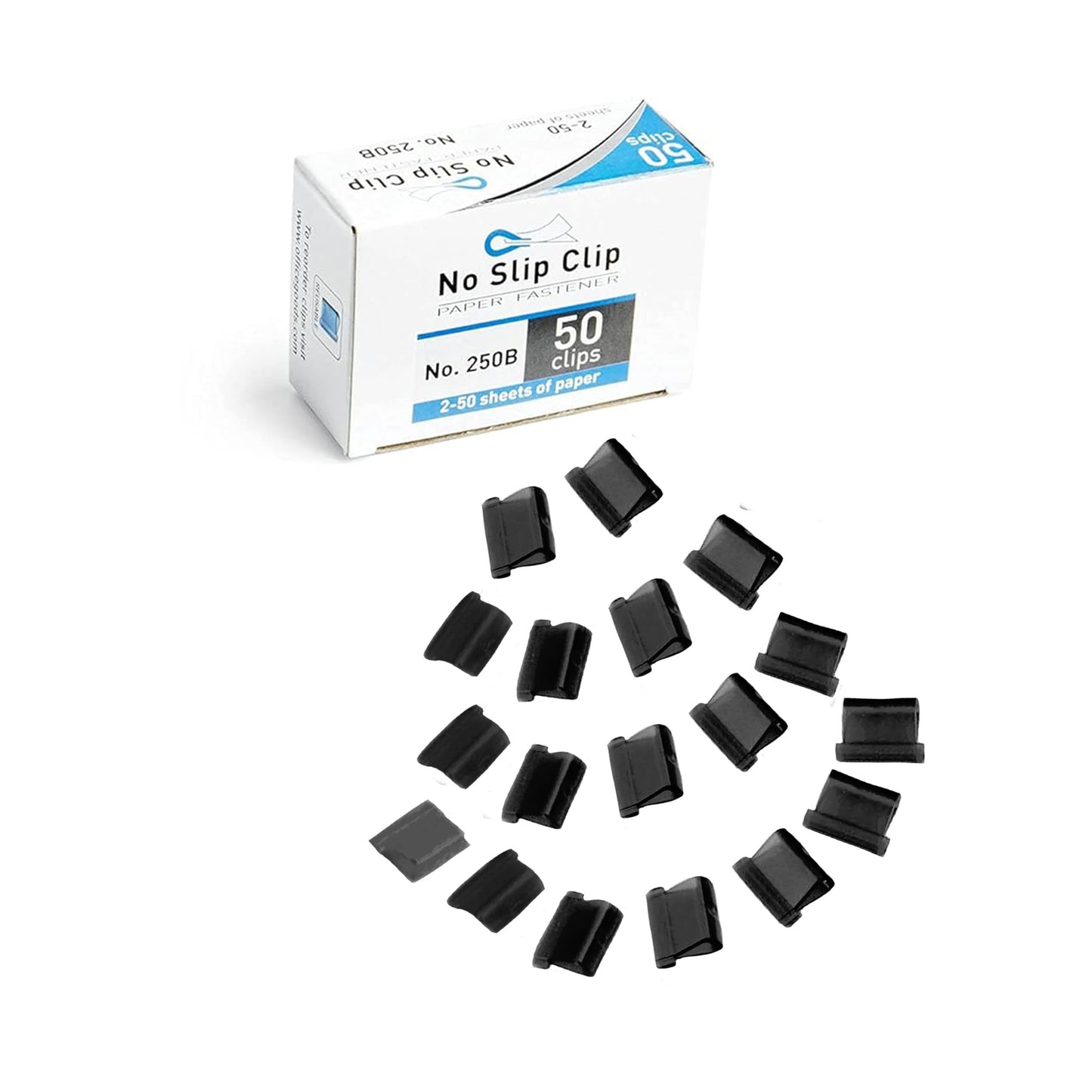 OfficeGoods No Slip Clip Refills - Binds Up to 50 Pages - Reusable - Works with No Slip Clip Dispenser - 50 ct Box Each Small & Large - 100 ct Total - Black