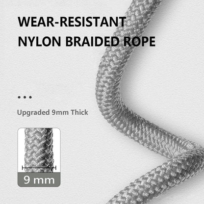 TIMEASY Weighted Jump Rope Nylon Adjustable - Tangle-Free Jump Rope for Women, Men, Kids, and Adults with Foam Handle, Rapid Speed with Ball Bearings, 360° Rotation Jumprope for Exercise, Fitness and Training (Gray, 10 ft)