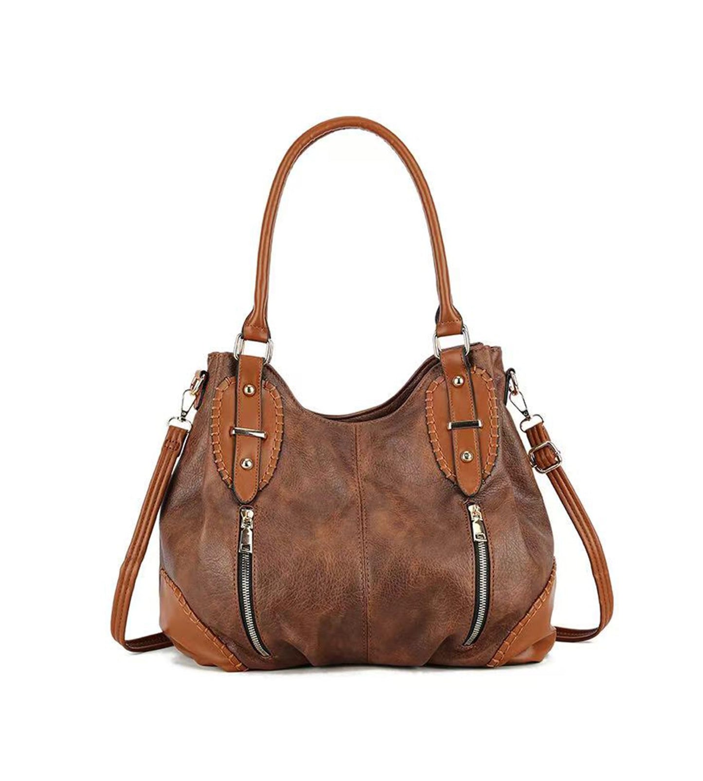 myfriday Vintage Large Leather Tote Handbags for Women, Soft Hobo Shoulder Bag Satchel Purse with Adjustable Strap
