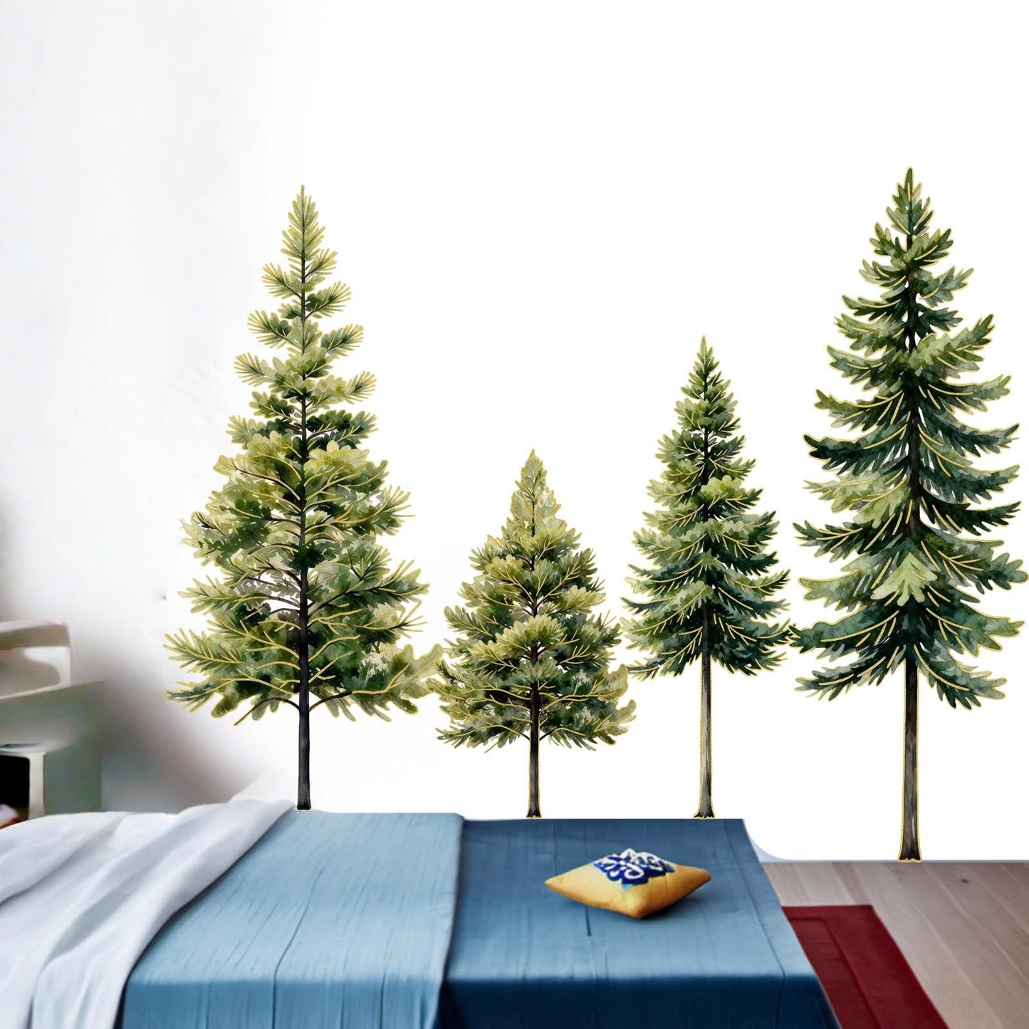 Pine Tree Wall Stickers for Nursery: Peel and Stick Christmas Nature Wall Decals for Parents Kids - Baby Room Kids Bedroom Decor