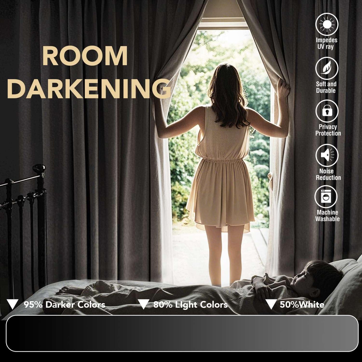 H.VERSAILTEX Blackout Curtains for Bedroom Thermal Insulated Room Darkening Living Room Curtains 63 Inch Long Grommet Privacy Protection Window Curtain Panels/Drapes for Nursery,2 Panels,Ivory/Cream