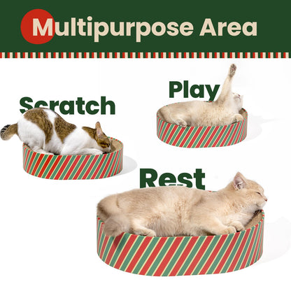 Conlun Cat Scratcher Bed,2 in 1 Oval Cat Scratching Board for Indoor,Scratch Pad Corrugated Cardboard Lounge Bowl Nest Couch Sofas for Kitty Playing&Resting,Ideal forChristmas-Gifts Holiday