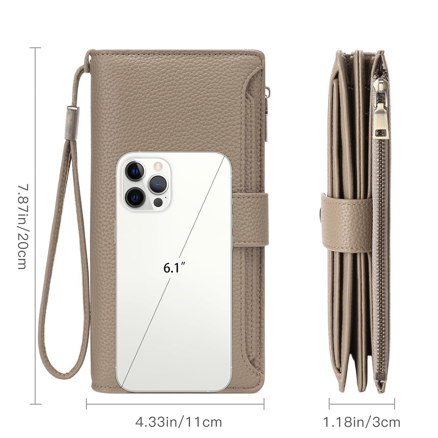 GAEKEAO Womens Wallet RFID Blocking Large Capacity Vegan Leather Card Holder Wristlet Clutch with 32 Card Slots 4 ID Windows