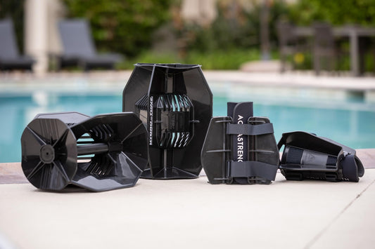 Aquastrength Hydro-Tone Total Body Pool Exercise System, Isokinetic Functional Water Weights, Bells 12" x 7.5", Fins 6.5" x 2.5", Quick Start Guide Included, Black