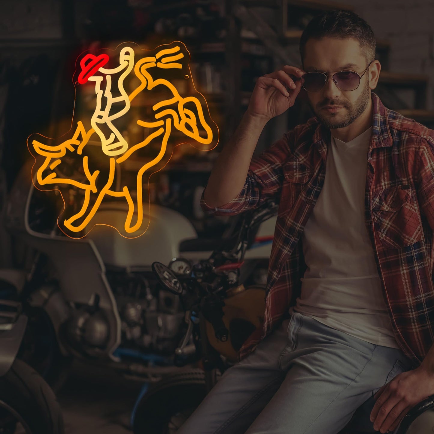 Rodeo Neon Sign, Cowboy Rides Bull Neon Light, Bull Riding Led Sign, Western Man Rides Light Up Sign Rodeo Room Wall Art Decoration gifts for men