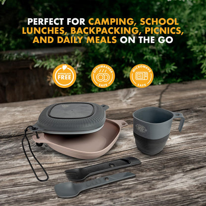 UCO 6-Piece Camping Mess Kit with Bowl, Plate, Camp Cup, and Switch Spork Utensil Set