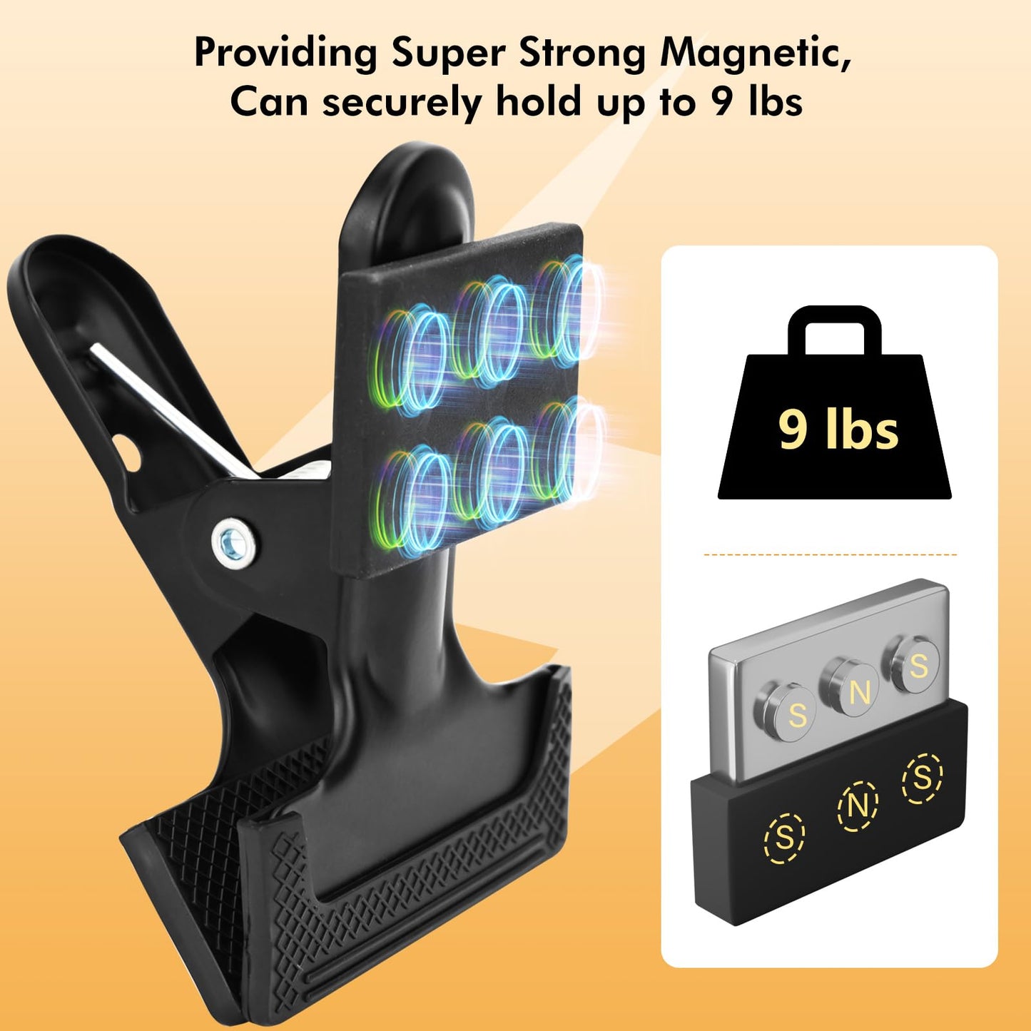2Pcs Magnetic Clips Heavy Duty with 2'' Mouth Opening, Securely Grip Flags, Backdrop Blueprints, Calendars,Tools, Fridge Magnets for Artists, Photography Shooting Studios, Worksite, Offices, Garden