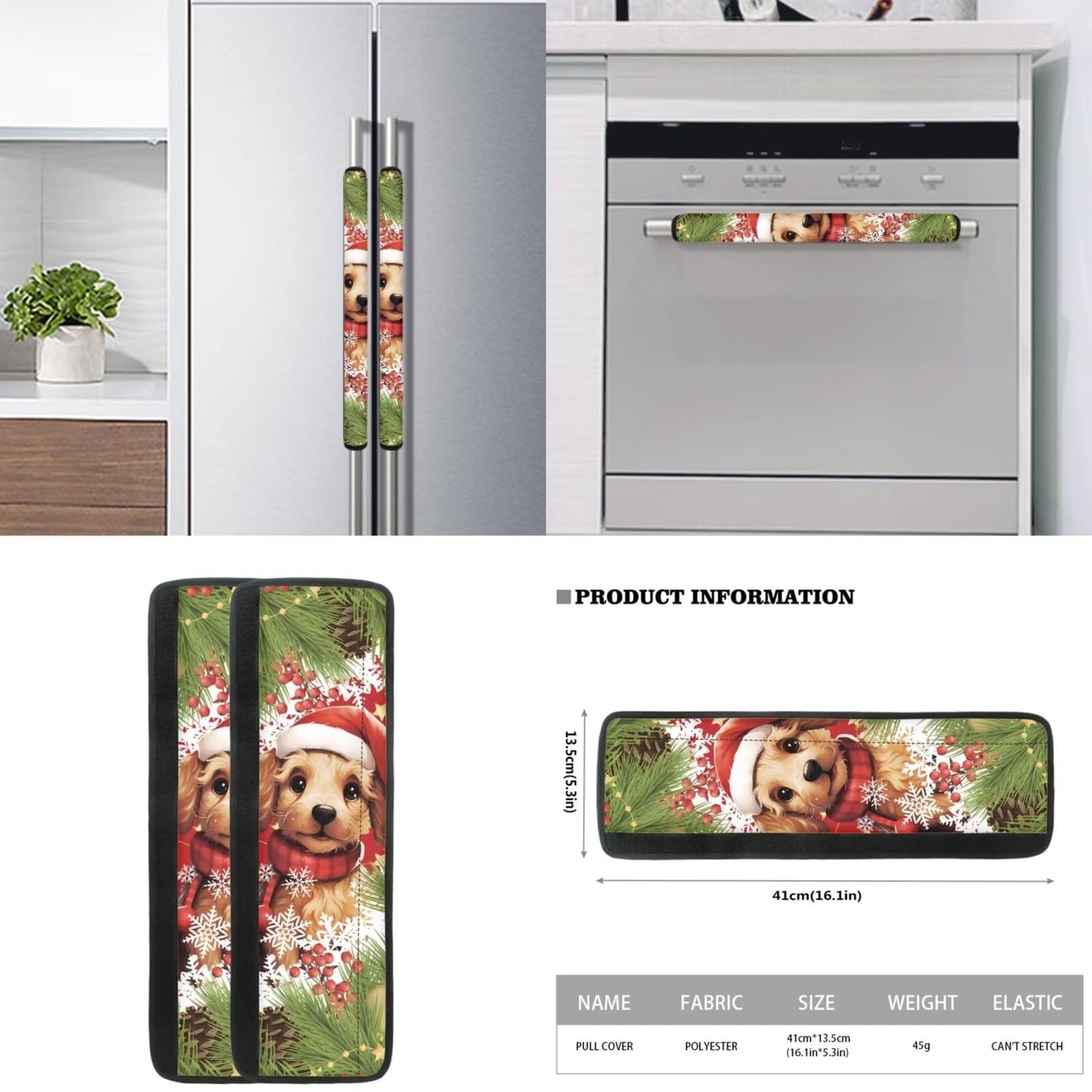 Yatixapu Refrigerator Handle Covers 6PCS, Christmas Dog Kitchen Appliance Handle Covers, Keep Your Fridge Microwave Oven Stove or Dishwasher Clean, Stains Dirty Oils, Kitchen Decor