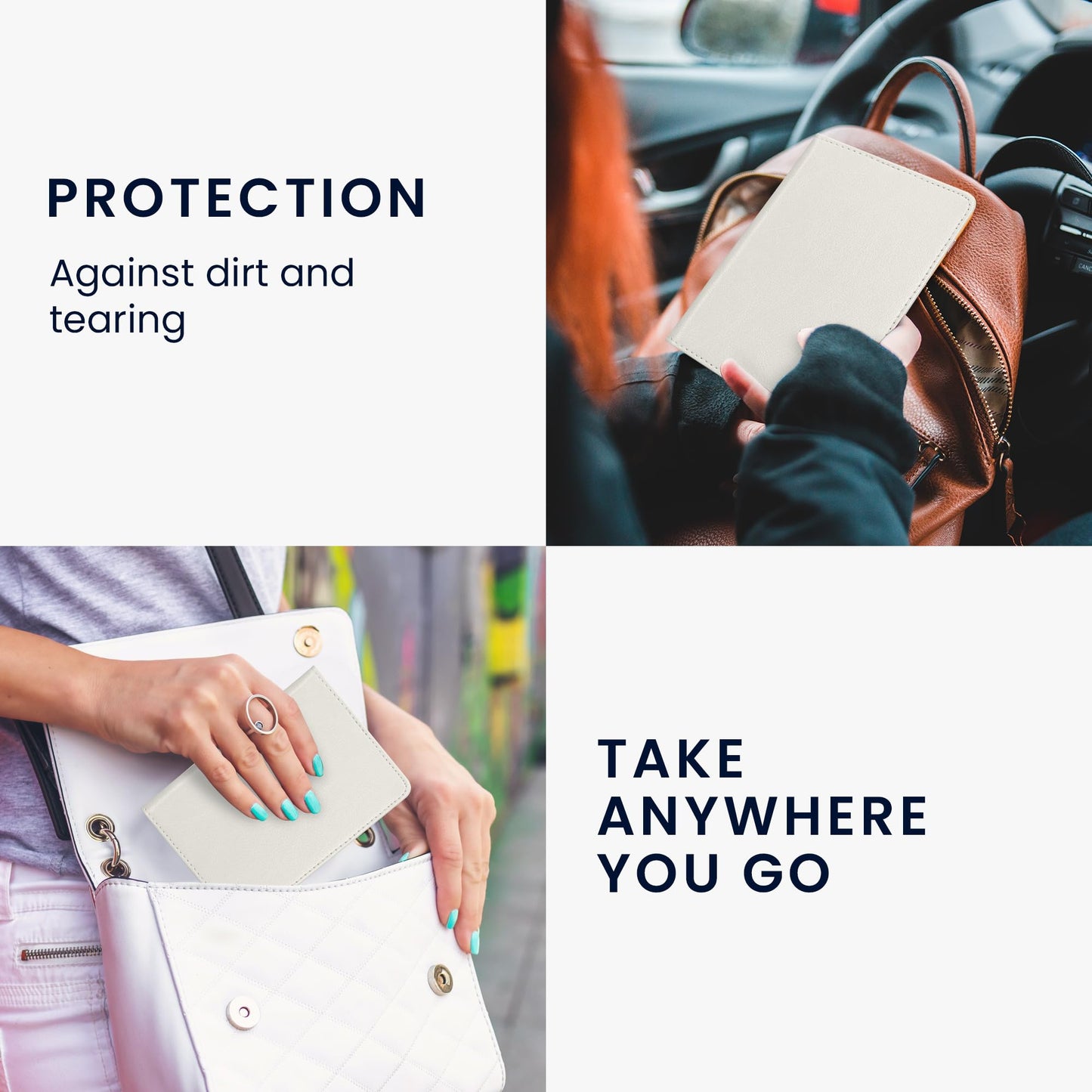 kwmobile Registration and Insurance Holder - Car Document Holder for Vehicle Documents and Cards - PU Leather - Silver