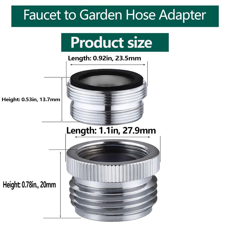 SNUTUYA Faucet Adapter with Aerator, Sink Faucet to Garden Hose Adapter, Faucet Adapter to Garden Hose for Kitchen and Bathroom, hose attachment to sink，3/4" GHT Thread Chrome.