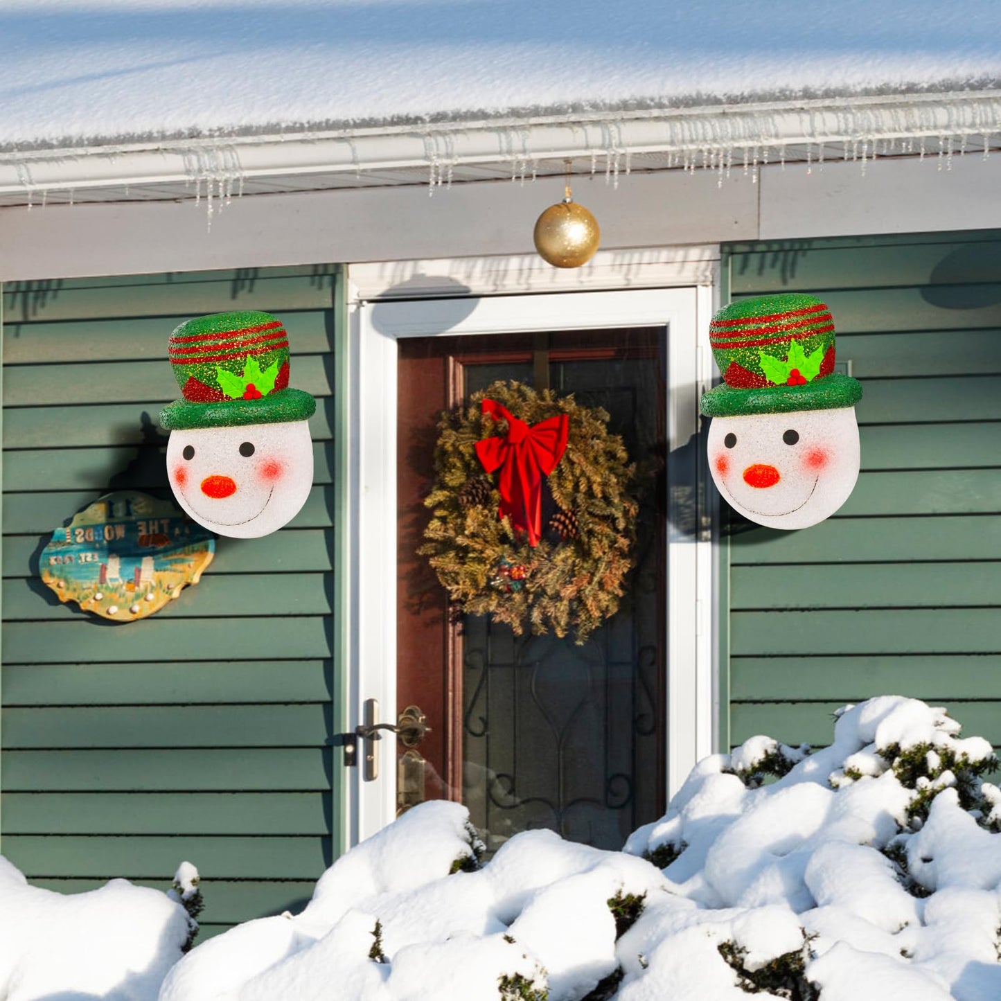 Hxezoc 2 Pack Christmas Snowman Porch Light Covers Good Light Transmission Lamp Covers for Christmas Front Yard, Garages, Garden, Porch Lamp Decoration