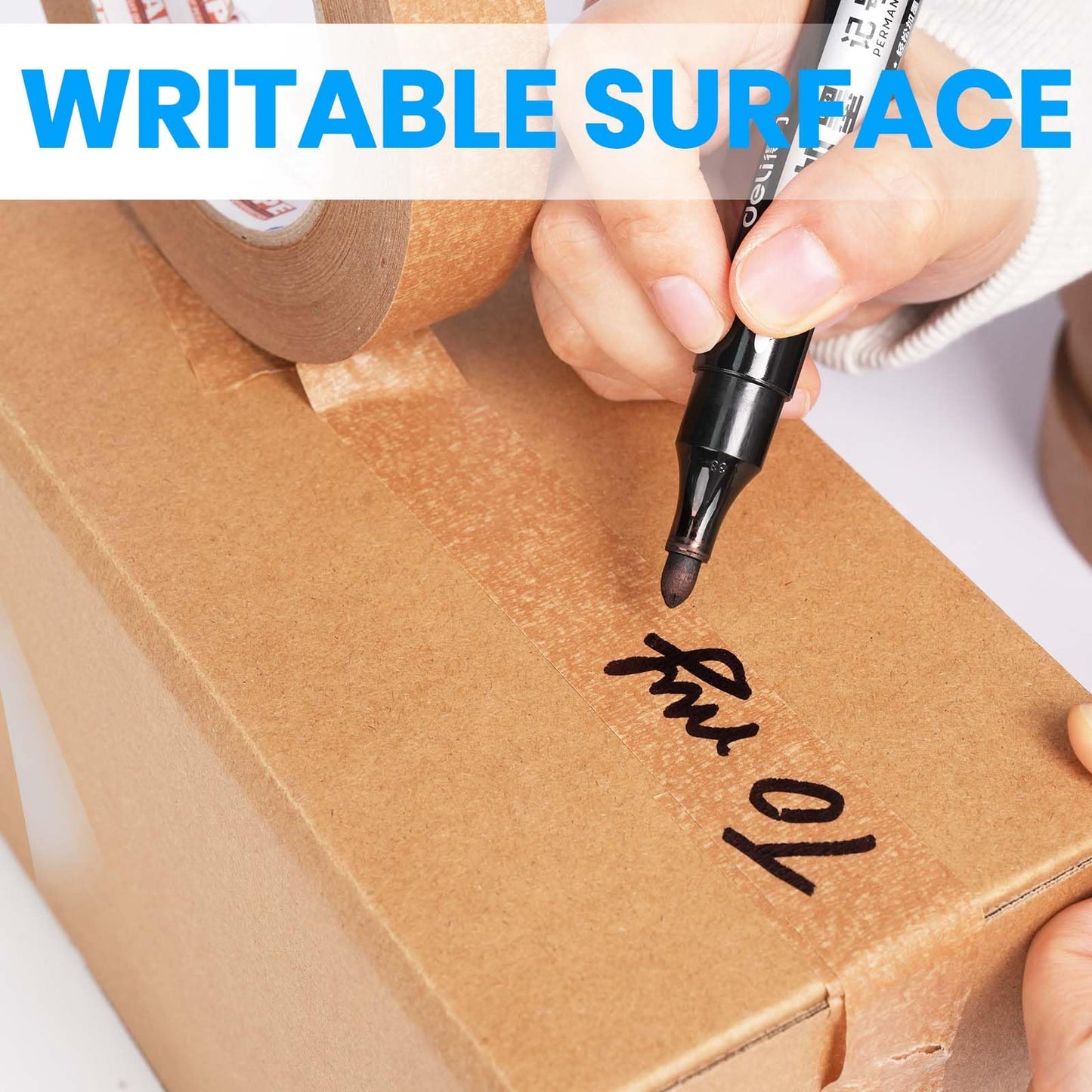 ADHES Kraft Paper Tape 1 Inch x 55 Yards x 6 Rolls, Narrow Packing Tape for Light Duty Sealing, Eco-Friendly Brown Paper Tape, Easy Tear & Writable, for Small Boxes, Labeling & DIY