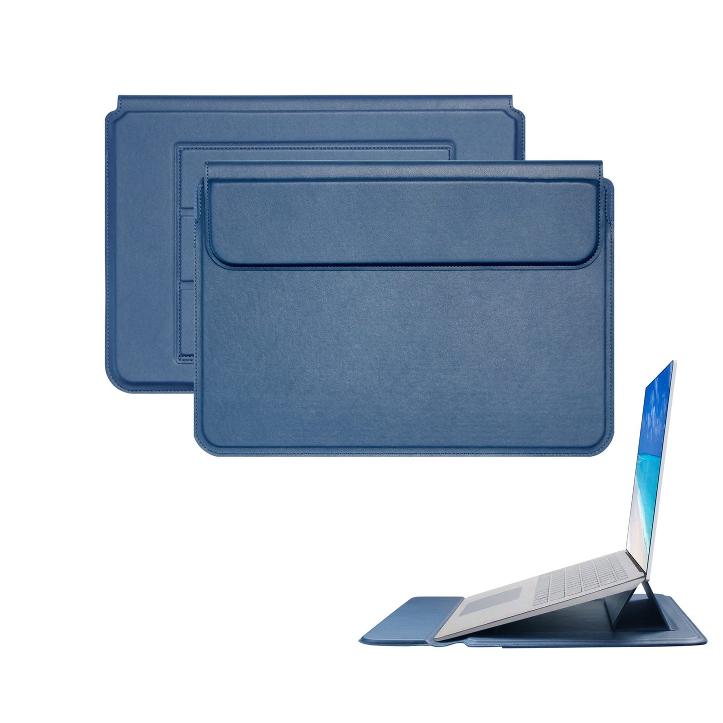 Happy Balls Laptop Sleeve Case 14inch with Stand Compatible with Microsoft Surface Laptop 13"/7 13.8"/6 5 4 3 2 13.5", MacBook Air/Pro 13.3", PU Leather Sleeve for 13-14" Notebook Computers(Dark Blue)