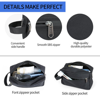 XQXA Toiletry Bag for Men, Hanging Dopp Kit Travel Bag for Men Women, Mens Travel Bag Shaving Bag for Toiletries Accessories (Black)