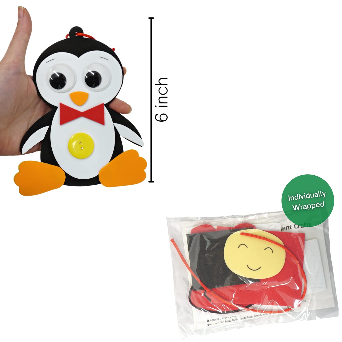 4E's Novelty Foam Christmas Character Ornament Crafts for Kids (12 Pack) Santa, Gingerbread Man, Snowman, & Penguin Christmas Crafts for Kids Toddlers 4-8, 3-12 DIY Ornament Craft Kit Bulk