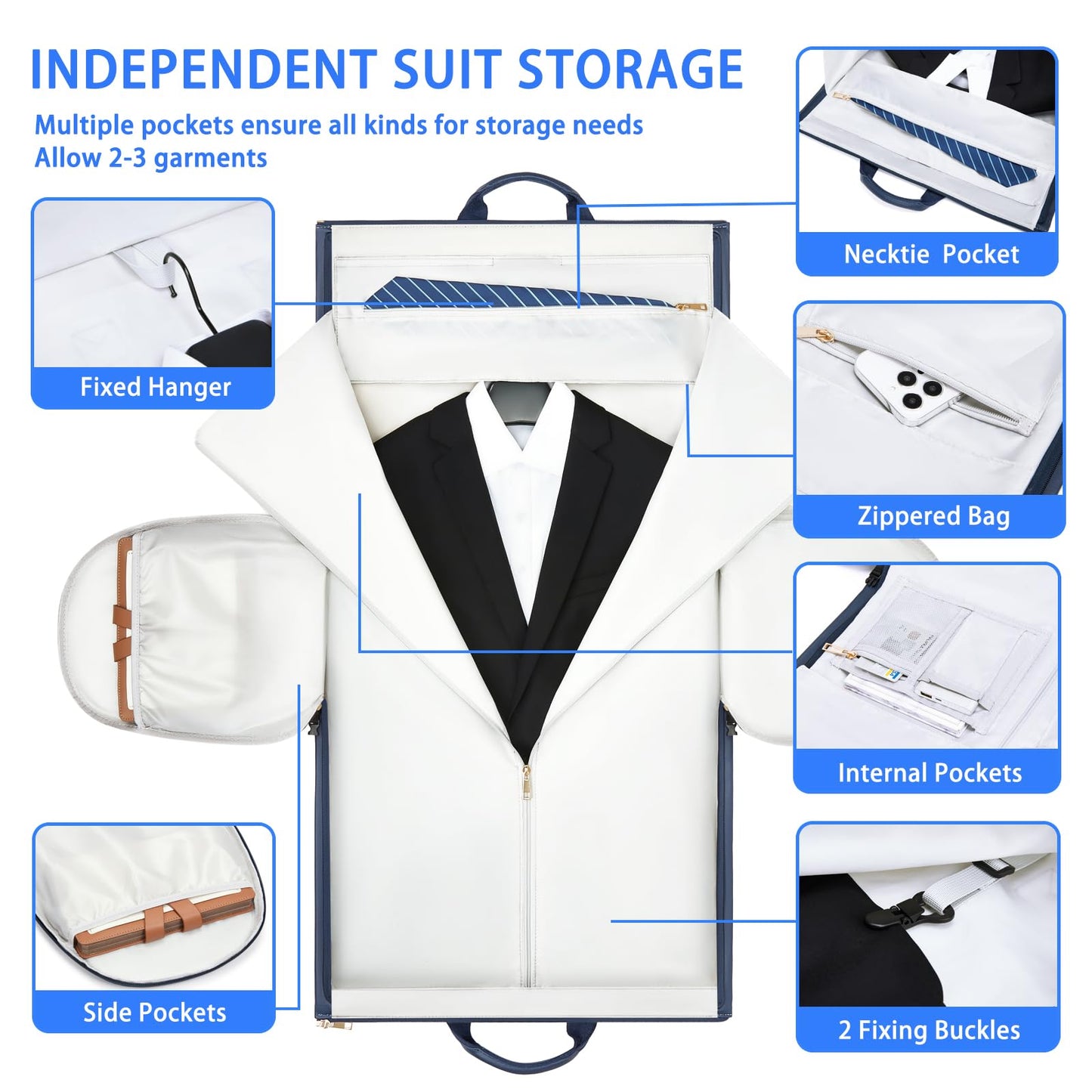 Leather Garment Bag，Convertible Garment Duffel Bag for Travel Mens Suit Bag 2 in 1 Waterproof Foldable Carry on Garment bag with Shoulder Strap Weekender Bag with Shoe Pouch
