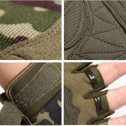 HYCOPROT Fingerless Gloves, Knuckle Protective Breathable Lightweight Outdoor Gloves for Shooting, Hunting, Motorcycling, Climbing (S, Green)