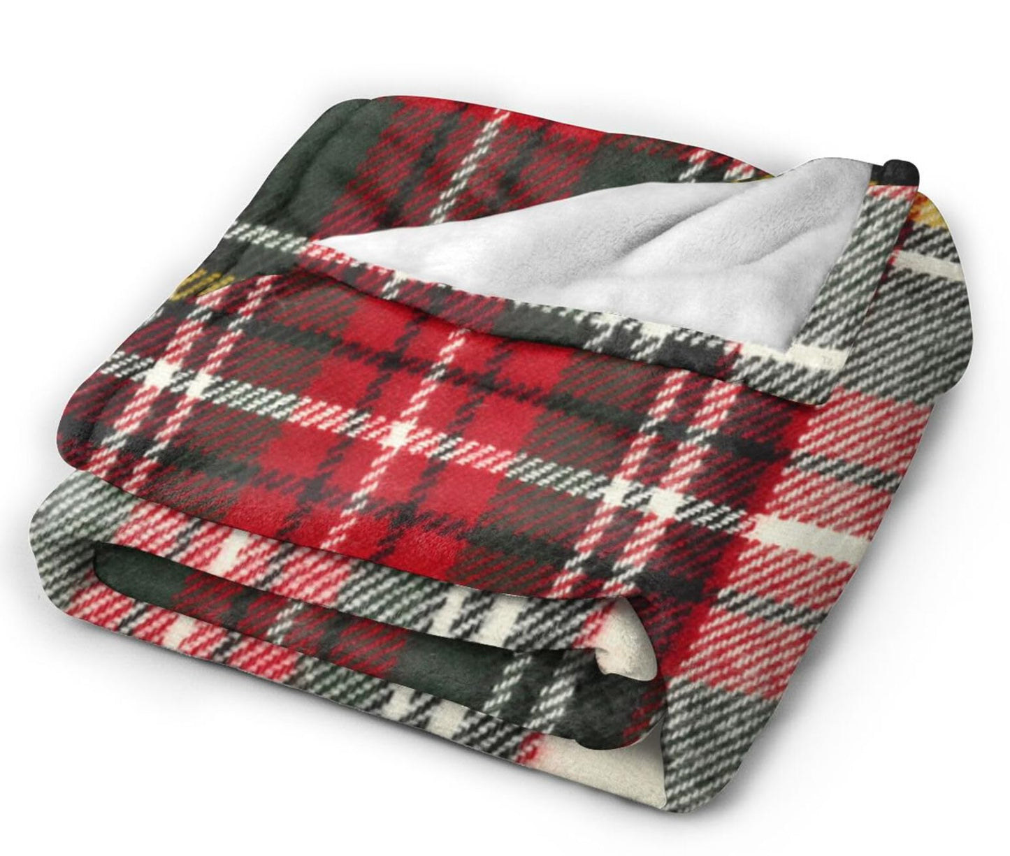 HGOD DESIGNS Scottish Tartan Red and White Wool Plaid Pattern Flannel Fleece Bed Blanket Throw Blanket Lightweight Cozy Plush Blanket for Bedroom Living Rooms Sofa Couch 50"x60"