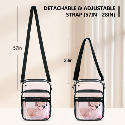 Blvornl Clear Crossbody Bag with Adjustable Shoulder Strap, Stadium Approved PVC Purse Bag, Messenger Bag
