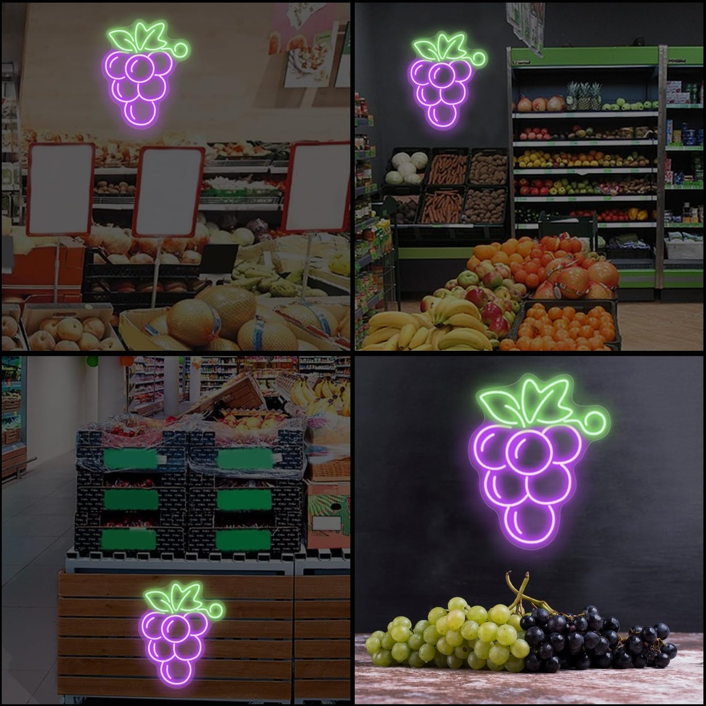 Grapes Neon Sign Fruit Neon Lights Handmade Lamp for Wall Room Party Home Bar Art Christmas Bedroom Table Wedding Party Desktop kitchen art Decoration Teen Kids Birthday Holiday Gift