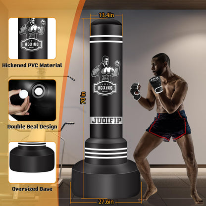 Freestanding Punching Bag for Adults, 70'' Boxing Bag with Stand Kicking Bag Heavy Bag with Boxing Gloves and Electric Air Pump, Women Men Kickboxing Bags for Beginners Training MMA Muay Thai Fitness