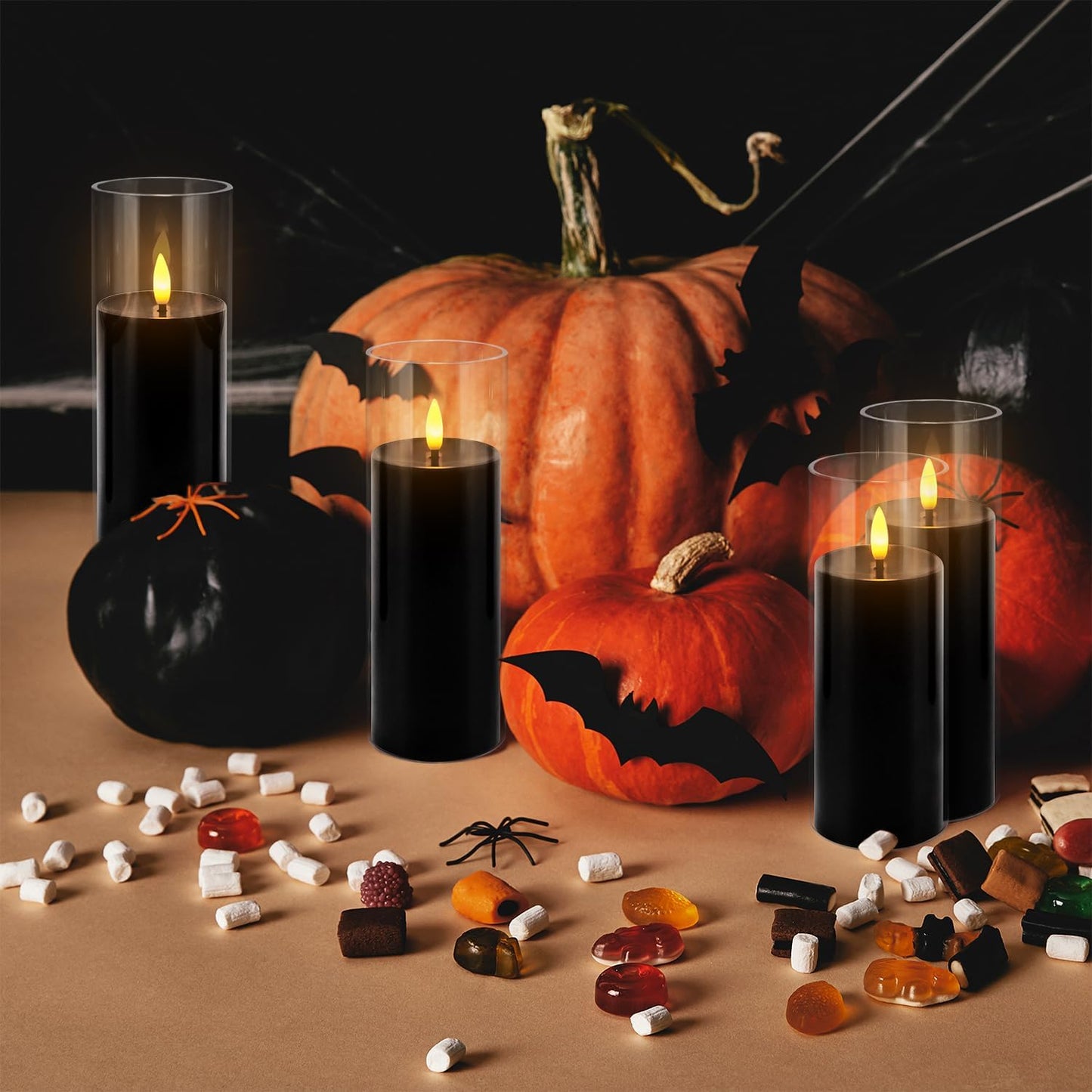 Grcdoyvl 24-Pack Black Flameless LED Candles for Daily Home & Christmas Decor - Realistic Flickering Black Acrylic Pillars with Remote Timer, Perfect for Dining Table, Bedroom, Winter Mantel, Weddings