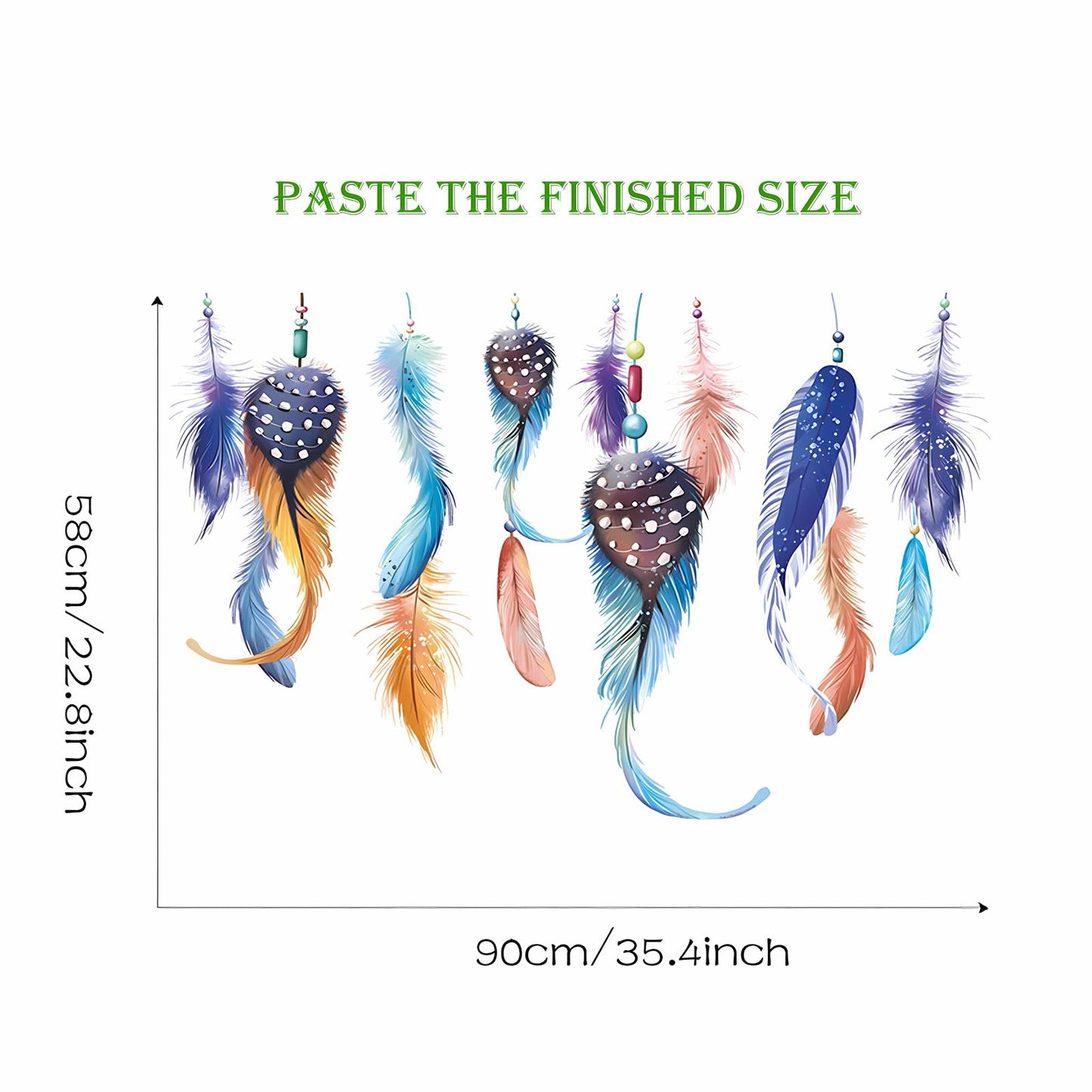 Hanging Dream Feather Wall Stickers, sacinora Plume Wall Decals Removable Vinyl Peel and Stick for Living Room Bedroom Children's Room Sofa TV Background Art Decorations