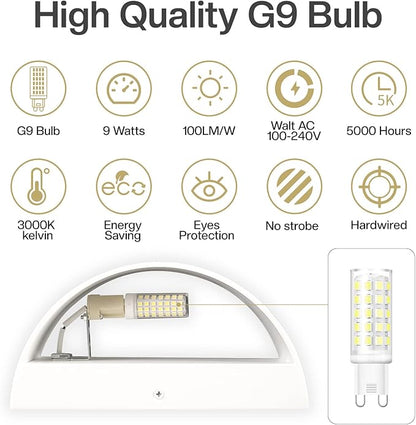 4 Pack Wall Sconces Indoor White Modern LED Wall Sconce Hardwired Up and Down Wall Light Fixture for Bedroom Hallway Corridor Cool White 6000K(with G9 Bulbs)