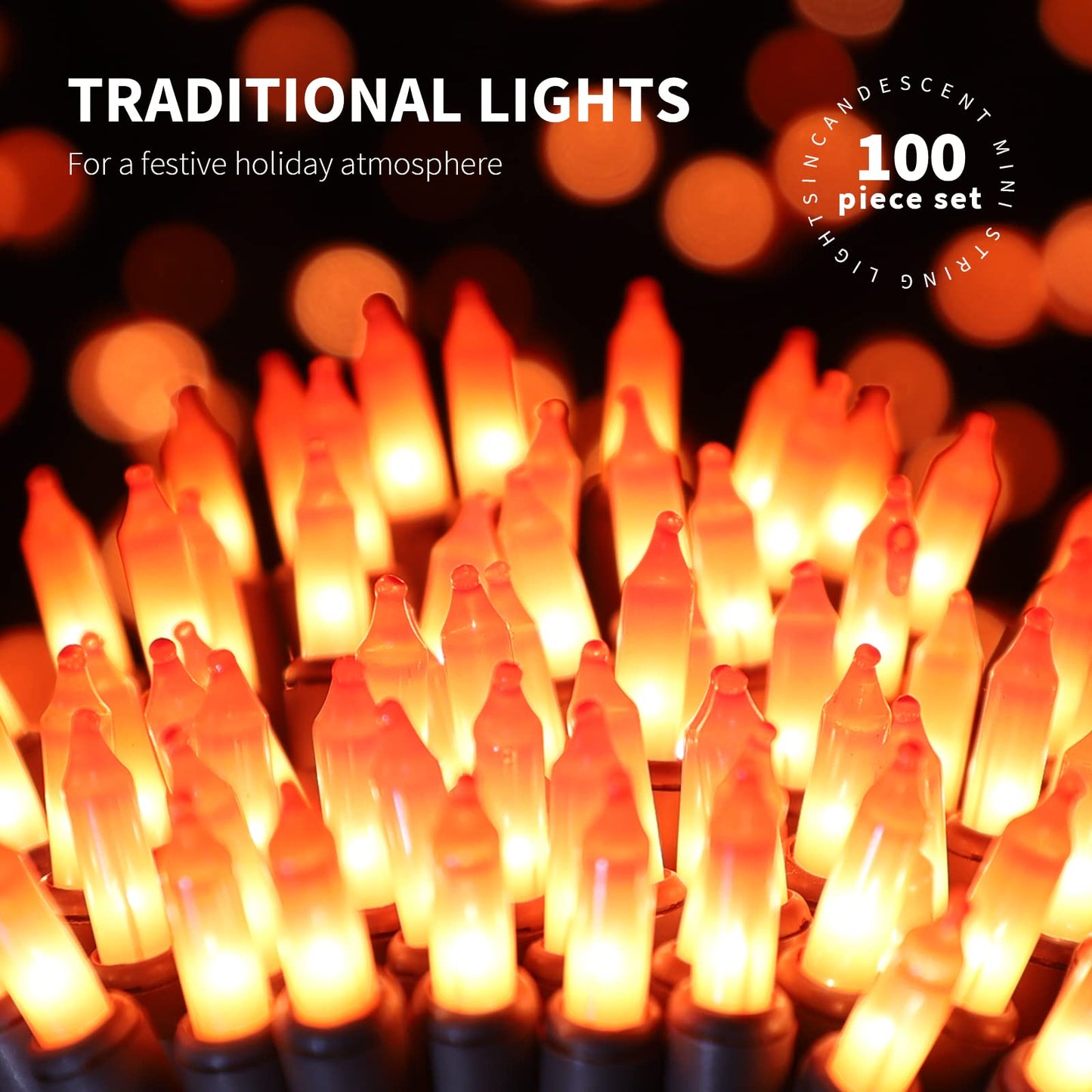 JUSTPRO 100LIGHTS Orange Extra-Bright with End Connectors Halloween Decorative Lights 5.98m UL Certified Mini String Light Set Waterproof for Halloween Home Garden Christmas Tree Party Patio Wedding