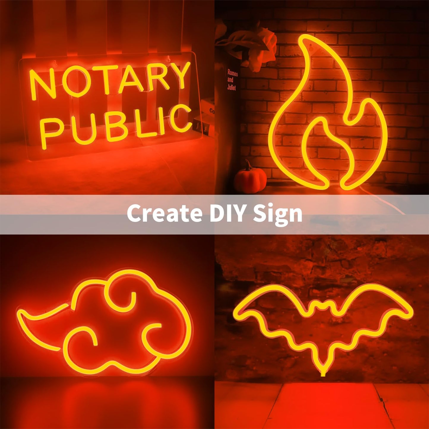 iNextStation 16.4FT/5M Orange Neon Rope Light, DC12V LED Strip Lights, IP65 Waterproof Flexible Silicone Neon Lights, Cuttable DIY Neon Sign for Halloween Decorations, Gaming Room, Bedroom (with Plug)
