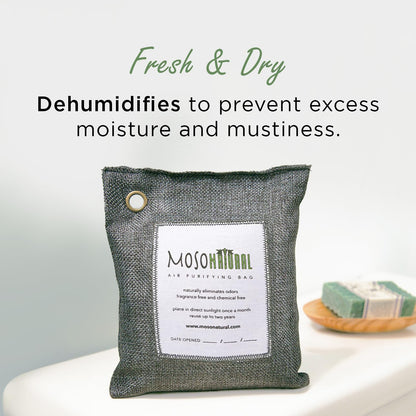 Moso Natural Air Purifying Bag 200g | Premium Bamboo Charcoal Odor Absorber for Home & Car | Closet Odor Eliminator, Small Room Deodorizer & Car Air Freshener | Long Lasting Charcoal Bags Cover 90sqft