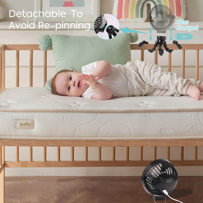 OGAJO Portable Stroller Fan With Flexible Tripod, 5200mAh Battery, 3 Speeds, USB Rechargeable, for Stroller, Car Seats, Cribs and More