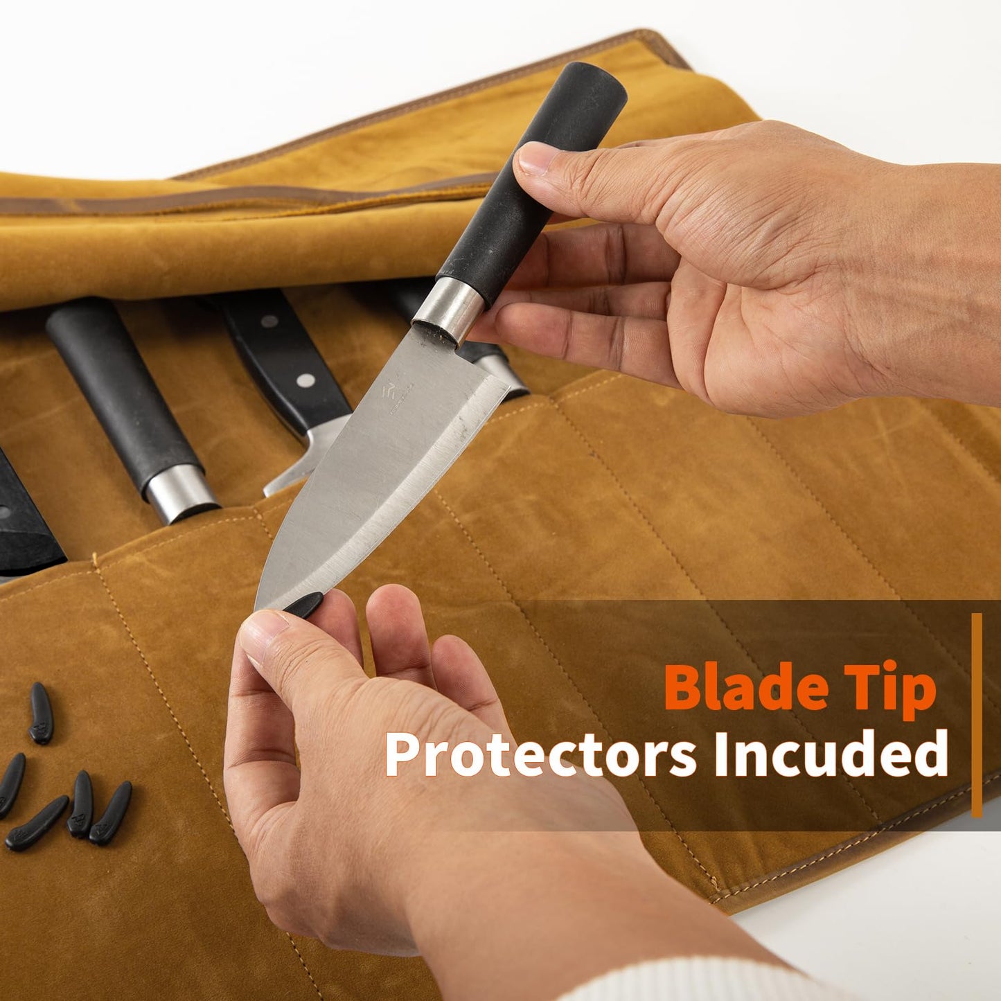 Baizoy Genuine Leather Knife Roll, Knife Bags for Chefs Professional, Small Chef'S Knife Case Holder, Knives Holders Protectors with 7 Slots, Portable Chef Knife Roll Chef Knife Bag