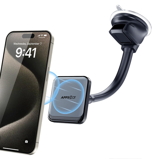 APPS2Car Magnetic Car Phone Holder Mount [6 Strong Magnets], Cell Phone Holder Car [Suction Cup], Phone Car Holder Mount [Windshield Dashboard] fit for Most Smartphones & Mini Tablets