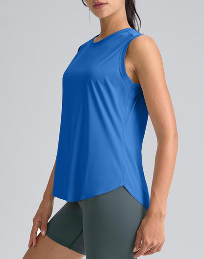SANTINY Women's Sleeveless Workout Tops Breathable Lightweight Active Tennis Yoga Shirts Athletic Running Tank Tops for Women (Royal Blue_XXL)