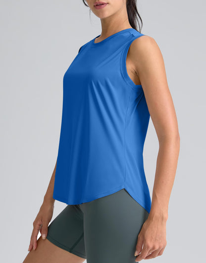 SANTINY Women's Sleeveless Workout Tops Breathable Lightweight Active Tennis Yoga Shirts Athletic Running Tank Tops for Women (Royal Blue_XL)