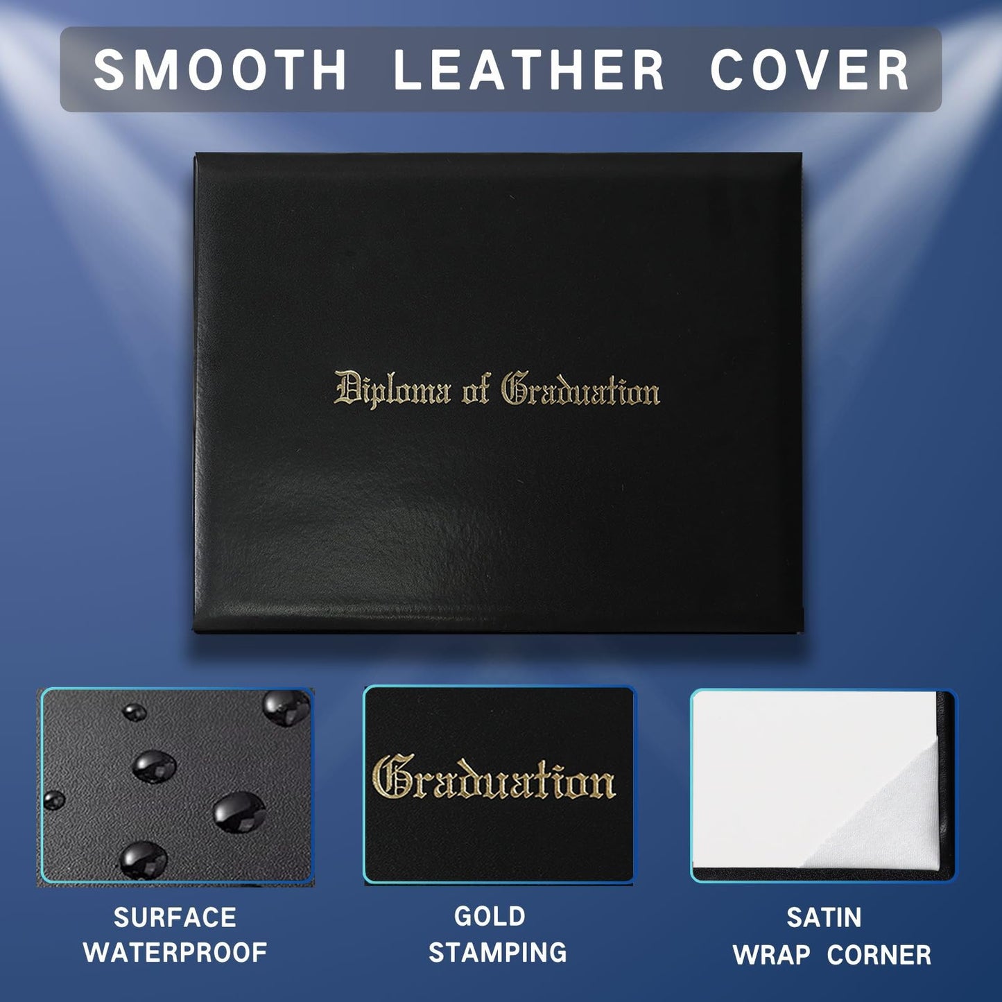 YIIOSS Diploma Holder Diploma Covers 8.5”x11” Imprinted “Diploma of Graduation”for Graduation Certifications Folder,Black,2-Pack