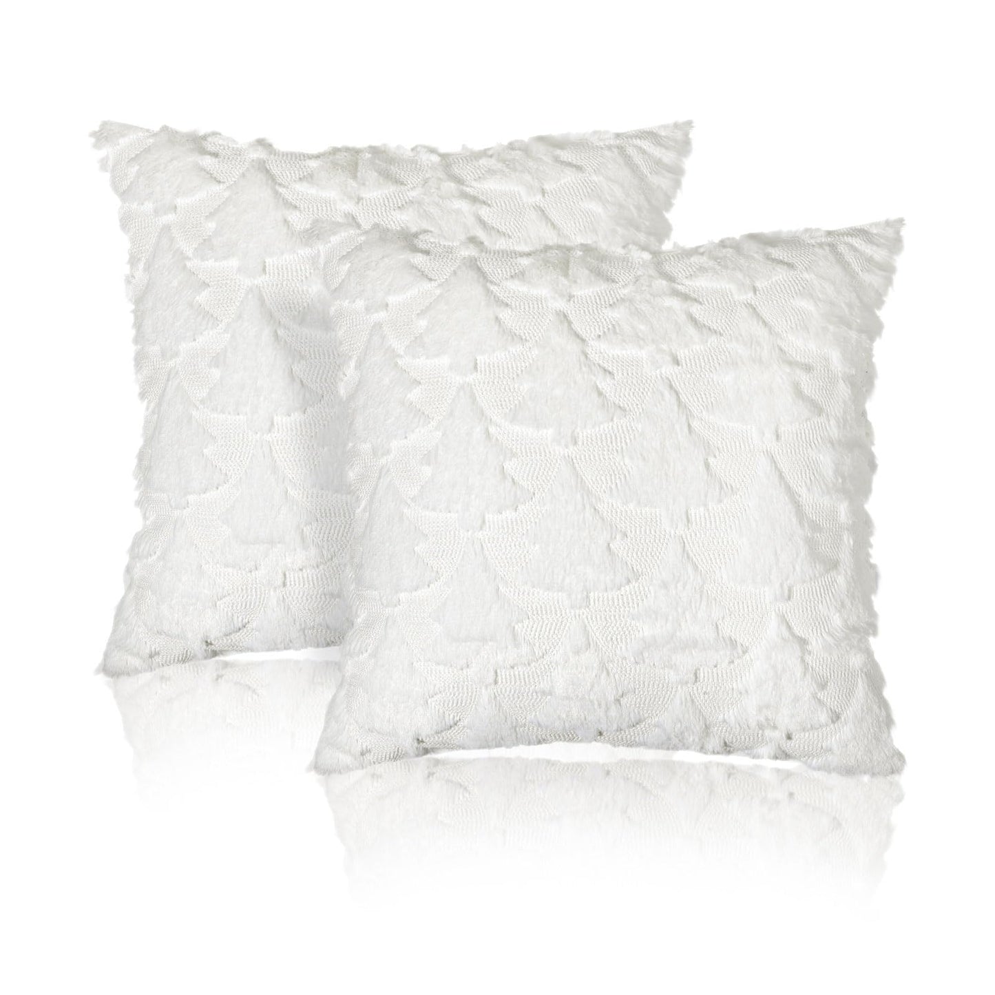 Lewondr Christmas Throw Pillow Cover 18x18, Set of 2 Super Soft Pillow Covers Velvet Christmas Tree Embroidery Decorative Throw Pillowcase for Living Room Bed Couch Sofa Car Home Decor, White