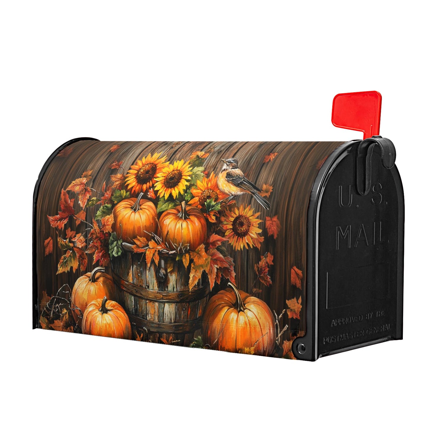 Fall Mailbox Covers Magnetic Standard Size 21x18 Inch Autumn Pumpkins Mailbox Wraps Thanksgiving Harvest Post Letter Box Cover Sunflowers Mailbox Post Protector for Home Garden Yard Outdoor Outside