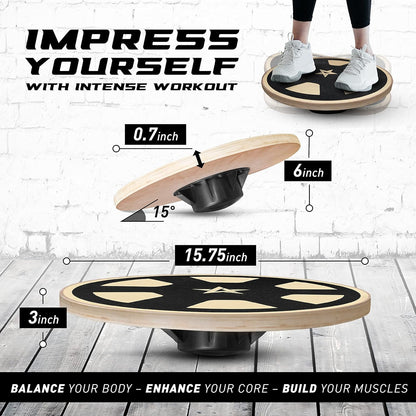 Yes4All 300lbs Wooden Wobble Board, 360-Degree Balance Board for Adults, Stylish Balance Trainer with Anti-Skid Texture